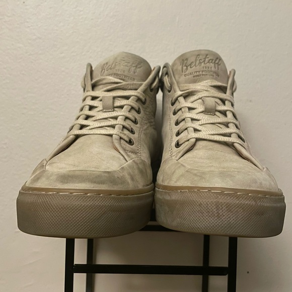 Belstaff "Forber" Light Tan High-Top Leather Sneakers – Size 9.5 GUC - Picture 3 of 16